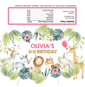 Candy Bar Wrapper Jungle Party Animals Girl design preview