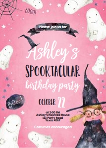Birthday Invitation Spooktacular Blond Girl design preview