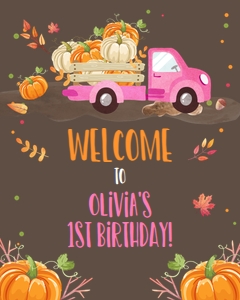 Welcome Sign Pumpkin Truck Pink Brown design preview