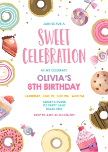 Birthday invitation Sweet Celebration design preview