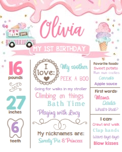 Birthday Milestones Sign Ice Cream Truck design preview