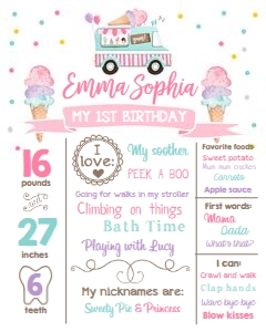 Birthday Milestones Sign Ice Cream Truck V2 design preview