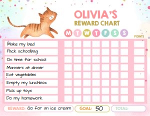 Reward Chart Cat Girl design preview