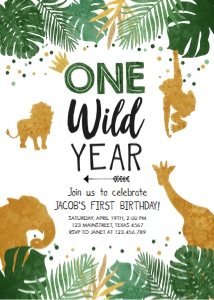 Birthday Invitation One Wild Year Boy design preview