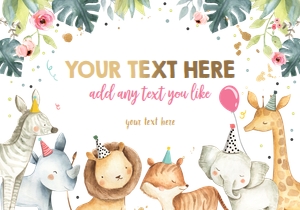 Insert Card Safari Animals Girl design preview