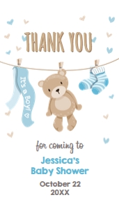 Favor Tag Teddy Bear Baby Shower Blue White design preview