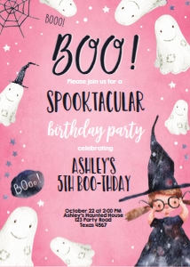 Birthday Invitation Spooktacular Boo Pink design preview