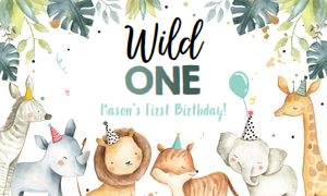 Backdrop Banner Party Animals Safari Wild One Boy design preview