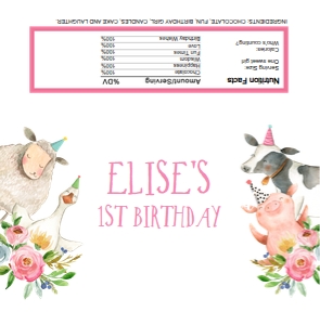 Candy Bar Wrapper Farm Animals Pink design preview