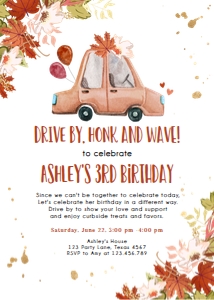 Birthday Invitation Drive By Cars Neutral Vertical V2 Fall design preview