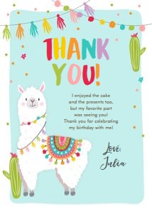 Thank You Card Llama Blue design preview
