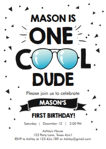 Birthday Invitation One Cool Dude No Palms design preview