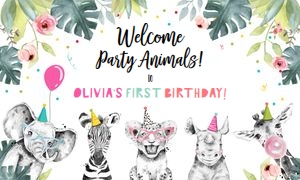 Backdrop Banner Party Animals Welcome Girl design preview