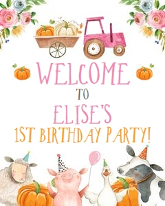 Welcome Sign Farm Animals Pumpkin Girl design preview