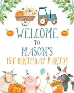 Welcome Sign Farm Animals Pumpkin Boy design preview