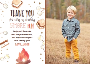 Thank you Card Birthday Smore White - With Photo: Thank you Card Birthday Smore White - With Photo