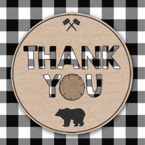 Tags Lumberjack Bear Black White v2 Square: Tags Lumberjack Bear Black White v2