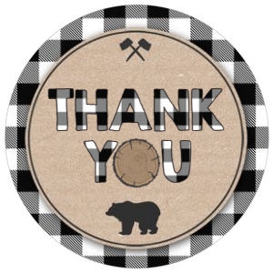 Tags Lumberjack Bear Black White v2 Round: Tags Lumberjack Bear Black White v2
