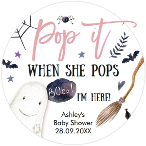 Tag Peek a Boo Baby Shower Pink Round: Tag Peek a Boo Baby Shower Pink