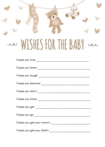 Baby Shower Game Teddy Bear Neutral Wishes for the Baby design preview