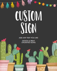 Editable Custom Sign Cactus Chalk: Editable Custom Sign Cactus Chalk