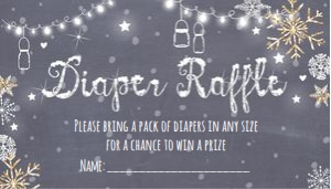 Diaper Raffle Ticket Baby It's Cold Outside Winter Snowflakes design preview