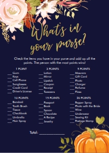 Bridal Shower Game Fall in Love Navy Whats In Your Purse: Bridal Shower Game Fall in Love Navy Whats In Your Purse