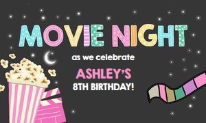 Backdrop Banner Movie Night Girl Pastels design preview