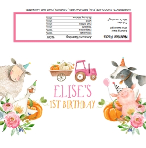 Candy Bar Wrapper Farm Animals Pink Pumpkin design preview