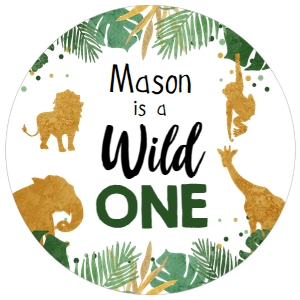 Tag Safari Animals White Wild One Round: Tag Safari Animals White Wild One