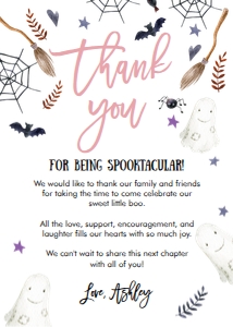 Thank You Card Baby Shower Peek a Boo White Pink design preview