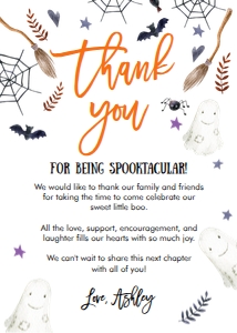 Thank You Card Baby Shower Peek a Boo White Orange design preview