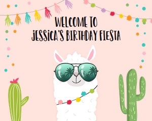 Welcome Sign Llama Horizontal Pink design preview