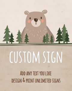Custom Editable Sign Bear Trees Brown design preview