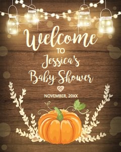 Welcome Sign Rustic Wood Pumpkin Orange design preview