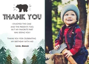 Thank You Card Wild One Trees Black and White - With Photo design preview