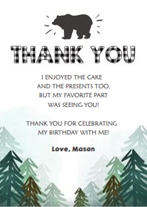 Thank You Card Wild One Trees Black and White design preview