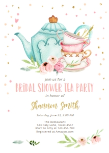 Bridal Shower Invitation Tea Party White V2 design preview