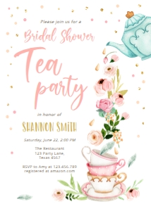 Bridal Shower Invitation Tea Party White design preview