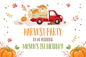 Backdrop Banner Pumpkin Truck Red design preview