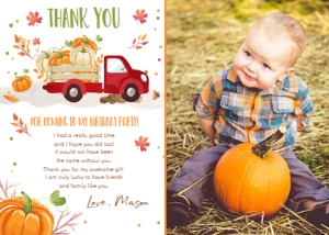 Thank You Card Pumpkin Truck Red Photo design preview