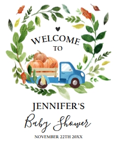 Welcome Sign Pumpkin Truck Drive By Blue design preview
