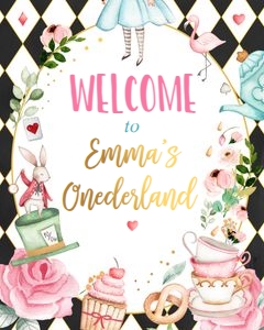 Welcome Sign Alice in Onederland Black design preview