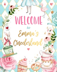 Welcome Sign Alice in Onederland Blue design preview