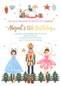 Birthday Invitation Nutcracker White V2 design preview