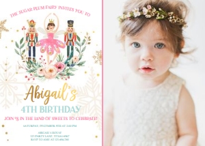 Birthday Invitation Nutcracker White - With Photo design preview