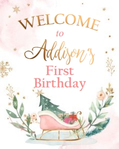 Welcome Sign Sleigh Pink Birthday design preview
