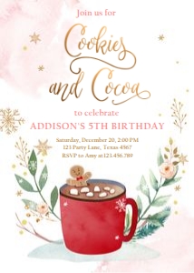 Birthday Invitation Cookies and Cocoa Red Mug design preview
