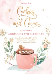 Birthday Invitation Cookies and Cocoa Pink Mug design preview