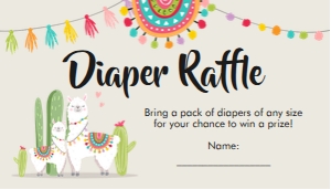 Diaper Raffle Ticket Llama Neutral design preview